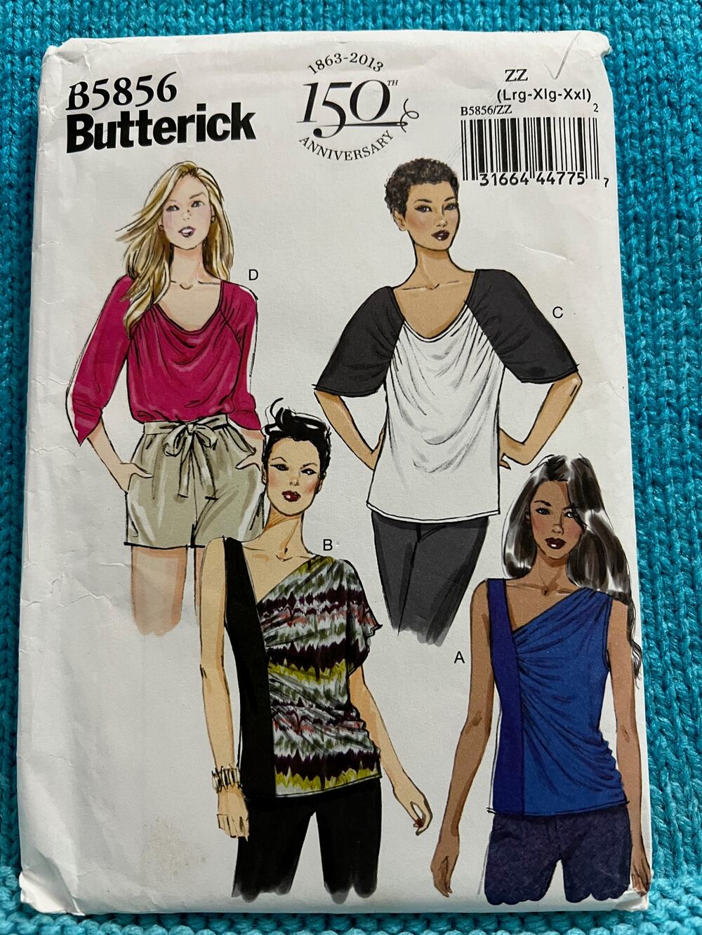Butterick Sewing pattern 5856 knit top draped ruching size L XL XXL
